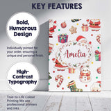 Personalised Name Cute Santa Claus Mrs Custom  Modern Room Accent Elegant Feature Canvas Wall Art Print Decor Picture Ready to Hang