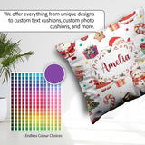Custom Name Cute Santa Claus Mrs Snowman Confetti Seamless Name Square Filled Cushion Throw Pillow Sofa Bed Home Decor Zip Washable UK Made