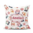 Custom Name Snowman Snow Globe Poinsettia Christmas Pattern Name Square Filled Cushion Throw Pillow Sofa Bed Home Decor Zip Washable UK Made