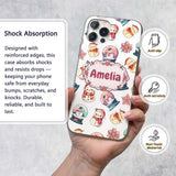 Cute Snowman Snow Globe Poinsettia Christmas Custom Name Protective Phone Case Mobile Cover Durable Everyday Smartphone Shock Resistant