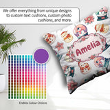 Custom Name Snowman Snow Globe Poinsettia Christmas Pattern Name Square Filled Cushion Throw Pillow Sofa Bed Home Decor Zip Washable UK Made