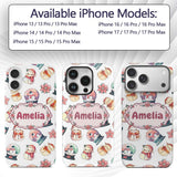 Cute Snowman Snow Globe Poinsettia Christmas Custom Name Protective Phone Case Mobile Cover Durable Everyday Smartphone Shock Resistant