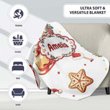 Cute Nutcracker Wreath Squirrel Cake Confetti Seamless Pattern  Personalised Custom Name Super Soft Fleece Blanket Bed Sofa Throw