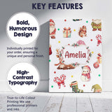 Personalised Name Cute Christmas Gnome Custom  Modern Room Accent Elegant Feature Canvas Wall Art Print Decor Picture Ready to Hang