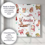 Personalised Name Cute Christmas Gnome Custom  Modern Room Accent Elegant Feature Canvas Wall Art Print Decor Picture Ready to Hang