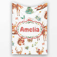 Cute Watercolor Reindeer Squirrel Holly Leaves Christmas Seamless  Personalised Custom Name Super Soft Fleece Blanket Bed Sofa Throw