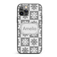 Cute Grey Daisy Checkerboard Floral Seamless Custom Name Protective Phone Case Mobile Cover Durable Everyday Smartphone Shock Resistant