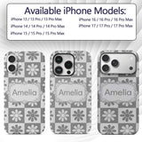Cute Grey Daisy Checkerboard Floral Seamless Custom Name Protective Phone Case Mobile Cover Durable Everyday Smartphone Shock Resistant