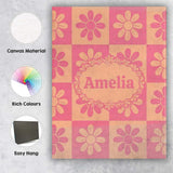 Personalised Name Cute Pink Peach Daisy Custom  Modern Room Accent Elegant Feature Canvas Wall Art Print Decor Picture Ready to Hang