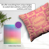 Custom Name Cute Pink Peach Daisy Floral Seamless Pattern Name Square Filled Cushion Throw Pillow Sofa Bed Home Decor Zip Washable UK Made