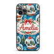 Watercolor Christmas Snow Globe Winter Seamless Custom Name Protective Phone Case Mobile Cover Durable Everyday Smartphone Shock Resistant