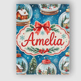 Personalised Name Watercolor Christmas Snow Globe Winter Seamless Custom  Bespoke Canvas Wall Art Print Decor Picture Ready to Hang