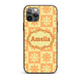 Cute Orange Yellow Daisy Checkerboard Floral Custom Name Protective Phone Case Mobile Cover Durable Everyday Smartphone Shock Resistant