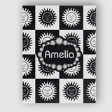 Personalised Name Cute Black White Sun Face Custom  Bespoke Interior Contemporary Canvas Wall Art Print Decor Picture Ready to Hang