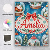 Personalised Name Watercolor Christmas Snow Globe Winter Seamless Custom  Bespoke Canvas Wall Art Print Decor Picture Ready to Hang