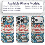 Watercolor Christmas Snow Globe Winter Seamless Custom Name Protective Phone Case Mobile Cover Durable Everyday Smartphone Shock Resistant