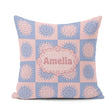 Custom Name Blue Pink Sun Face Celestial Seamless Pattern Name Square Filled Cushion Throw Pillow Sofa Bed Home Decor Zip Washable UK Made