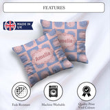 Custom Name Blue Pink Sun Face Celestial Seamless Pattern Name Square Filled Cushion Throw Pillow Sofa Bed Home Decor Zip Washable UK Made