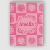 Personalised Name Cute Pink Tone Sun Face Custom  Unique Gift Idea Elegant Feature Canvas Wall Art Print Decor Picture Ready to Hang