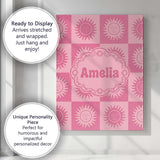 Personalised Name Cute Pink Tone Sun Face Custom  Unique Gift Idea Elegant Feature Canvas Wall Art Print Decor Picture Ready to Hang