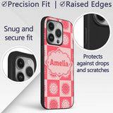 Cute Red Sun Face Checkerboard Celestial Seamless Custom Name Protective Phone Case Mobile Cover Durable Everyday Smartphone Shock Resistant