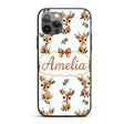Cute Baby Reindeer Holly Christmas Printed Design Custom Name Protective Phone Case Mobile Cover Durable Everyday Smartphone Shock Resistant