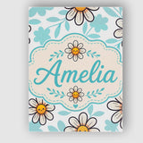 Personalised Name Cute Kawaii Daisy Flowers Custom  Bespoke Interior Contemporary Canvas Wall Art Print Decor Picture Ready to Hang