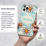 Cute Kawaii Daisy Flowers Neutral Beige Seamless Custom Name Protective Phone Case Mobile Cover Durable Everyday Smartphone Shock Resistant