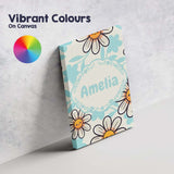 Personalised Name Cute Kawaii Daisy Flowers Custom  Bespoke Interior Contemporary Canvas Wall Art Print Decor Picture Ready to Hang