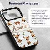 Cute Baby Reindeer Holly Christmas Printed Design Custom Name Protective Phone Case Mobile Cover Durable Everyday Smartphone Shock Resistant