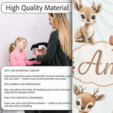 Cute Baby Reindeer Holly Christmas Seamless Pattern Cute Unique Gift  Personalised Custom Name Super Soft Fleece Blanket Bed Sofa Throw