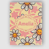 Personalised Name Cute Kawaii Daisy Flowers Custom  Bespoke Interior Contemporary Canvas Wall Art Print Decor Picture Ready to Hang