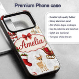 Cute Christmas Santa Reindeer Printed Design Custom Name Protective Phone Case Mobile Cover Durable Everyday Smartphone Shock Resistant