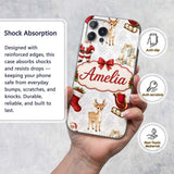 Cute Christmas Santa Reindeer Printed Design Custom Name Protective Phone Case Mobile Cover Durable Everyday Smartphone Shock Resistant