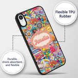 Hippie Van Rainbow Smiley Music Collage Blue Custom Name Protective Phone Case Mobile Cover Durable Everyday Smartphone Shock Resistant