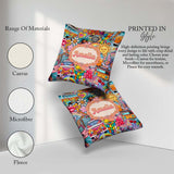 Custom Name Hippie Van Rainbow Music Collage Background Seamless Square Filled Cushion Throw Pillow Sofa Bed Home Decor Zip Washable UK Made