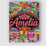 Personalised Name Hippie Rainbow Smileys Custom  Unique Gift Idea Elegant Feature Canvas Wall Art Print Decor Picture Ready to Hang