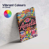 Personalised Name Hippie Rainbow Smileys Custom  Unique Gift Idea Elegant Feature Canvas Wall Art Print Decor Picture Ready to Hang