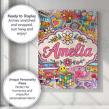 Personalised Name Hippie Van Rainbow Smiley Custom  Bespoke Interior Contemporary Canvas Wall Art Print Decor Picture Ready to Hang