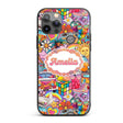 Hippie Van Rainbow Smileys Music Collage Purple Custom Name Protective Phone Case Mobile Cover Durable Everyday Smartphone Shock Resistant