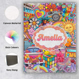 Personalised Name Hippie Van Rainbow Custom Premium Decorative Design Modern Room Accent Canvas Wall Art Print Decor Picture Ready to Hang