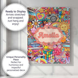 Personalised Name Hippie Van Rainbow Custom Premium Decorative Design Modern Room Accent Canvas Wall Art Print Decor Picture Ready to Hang