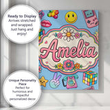 Personalised Name Smiley Roller Skate Game Custom  Unique Gift Idea Elegant Feature Canvas Wall Art Print Decor Picture Ready to Hang