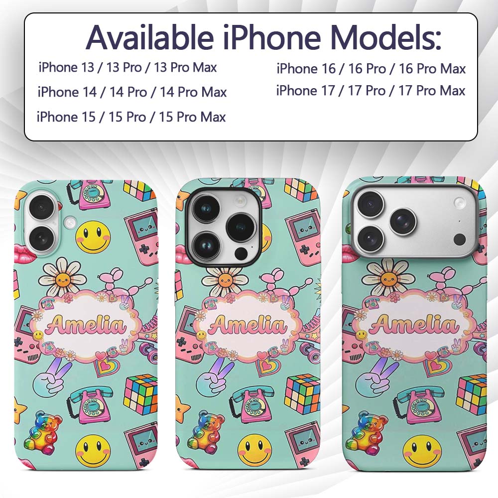 Smiley Roller Skate Game Console Printed Design Custom Name Protective Phone Case Mobile Cover Durable Everyday Smartphone Shock Resistant