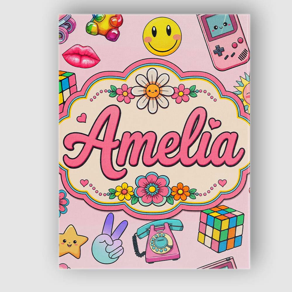 Personalised Name Smiley Roller Skate Game Custom  Unique Gift Idea Elegant Feature Canvas Wall Art Print Decor Picture Ready to Hang