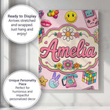 Personalised Name Smiley Roller Skate Game Custom  Unique Gift Idea Elegant Feature Canvas Wall Art Print Decor Picture Ready to Hang
