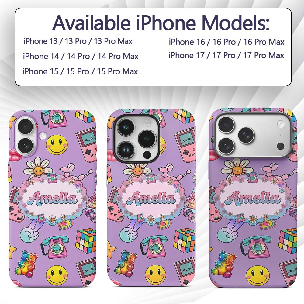 Smiley Roller Skate Game Console Printed Design Custom Name Protective Phone Case Mobile Cover Durable Everyday Smartphone Shock Resistant