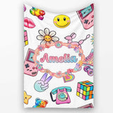Gummy Bear Rainbow Roller Skate Light Grey Background Seamless  Personalised Custom Name Super Soft Fleece Blanket Bed Sofa Throw