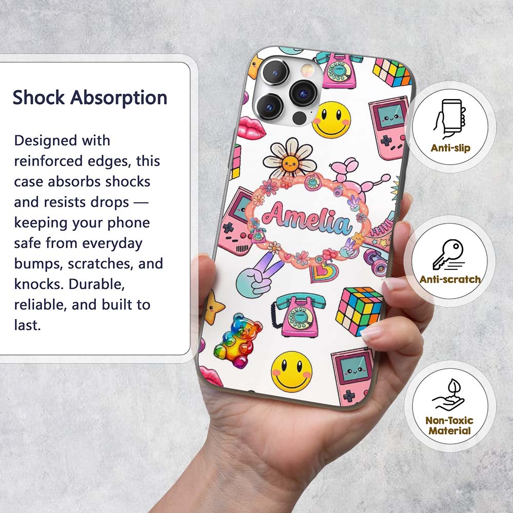 Gummy Bear Rainbow Roller Skate Printed Design Custom Name Protective Phone Case Mobile Cover Durable Everyday Smartphone Shock Resistant