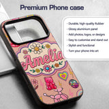 Gummy Bear Rainbow Roller Skate Peach Background Custom Name Protective Phone Case Mobile Cover Durable Everyday Smartphone Shock Resistant